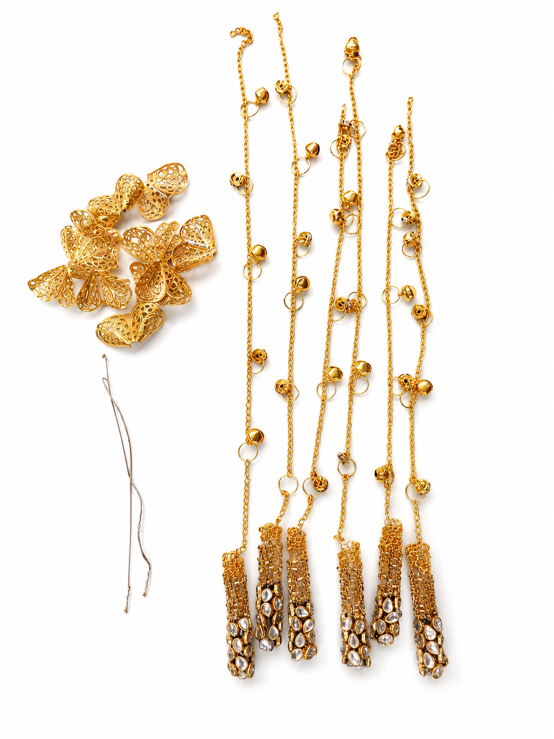 Golden Crystal Tassel Hair Jewelry Set - Image 2