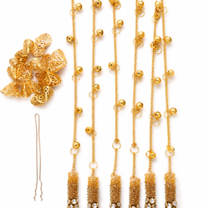 Golden Crystal Tassel Hair Jewelry Set