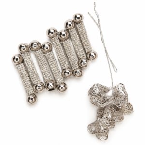Silver Crystal Hair Braid Charms Set with Filigree Beads
