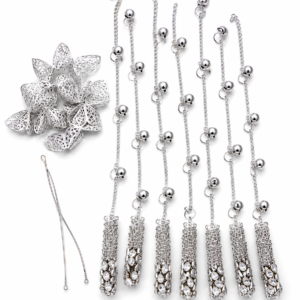 Silver Crystal Tassel Hair Jewelry Set